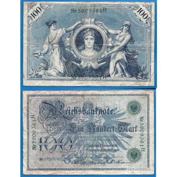 Allemagne 100 Mark 1908 Marks Reichsbanknote Billet