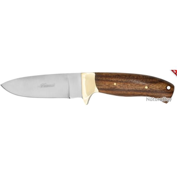 Op� 1� L�opard - Couteau Aventurier � lame fixe tombante 24 cm & �tui - bois fonc� lot 9