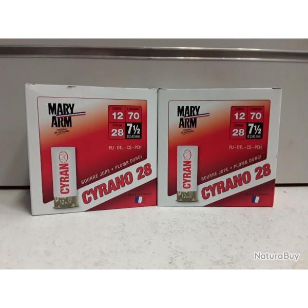 LOT DE 100 CARTOUCHES DE SPORT  MARY ARM CYRANO CAL12 28G