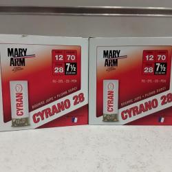 1 BOITE DE 25  CARTOUCHES DE SPORT  MARY ARM CYRANO CAL12 28G