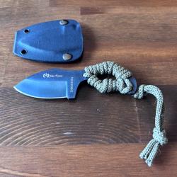 MAX KNIVES / Paulo Simoes  � COUTEAU FIXE 440C, MANCHE TRESS&Eacute; DE PARACORDE VERTE, neuf