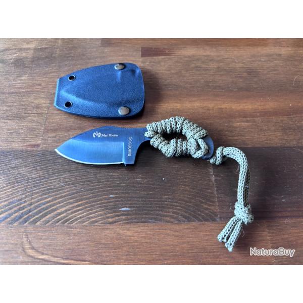 MAX KNIVES / Paulo Simoes  � COUTEAU FIXE 440C, MANCHE TRESS� DE PARACORDE VERTE, neuf