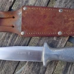 COUTEAU SCOUT ANN&Eacute;ES 50 MANCHE ALU ETUI CUIR MARQUAGE  INOX  LA HUTTE