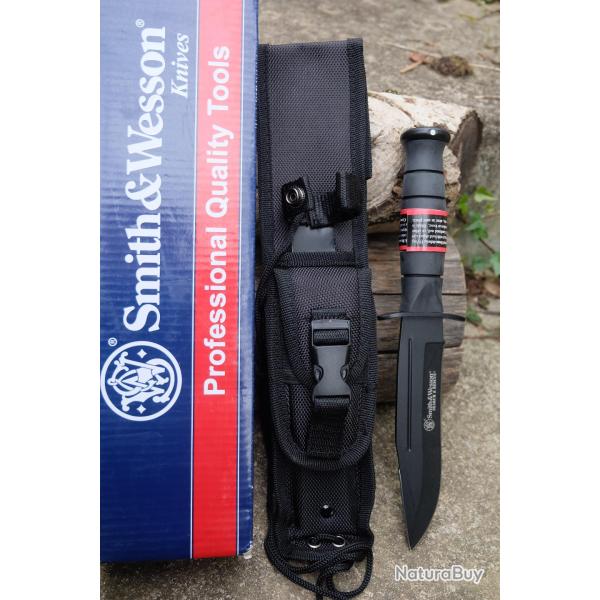 Couteau SMITH&WESSON Search & Rescue Marine Combat Lame Acier 440C Etui Nylon CKSUR1
