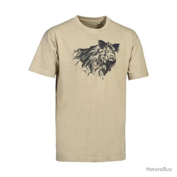 Tee-Shirt Manches Courtes Prohunt Big Game Sanglier - Beige S L