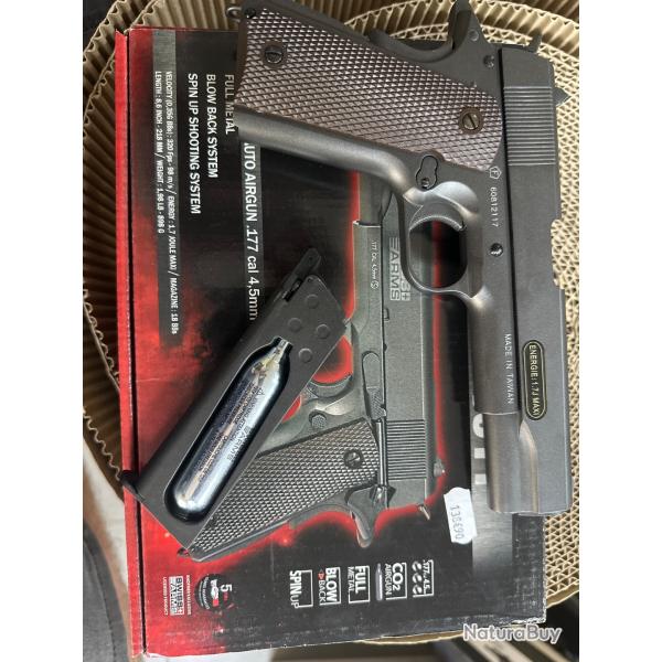Pistolet SA P1911 culasse m�tal mobile billes acier 4,5 mm