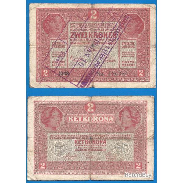 Autriche 2 Couronnes 1917 Billet Surcharg�