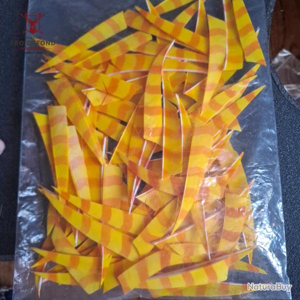 Lot 12 plumes 4" jaune orange shield d'occasion