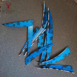 Lot 12 plumes 4" shield bleues &eacute;toil&eacute;es d'occasion