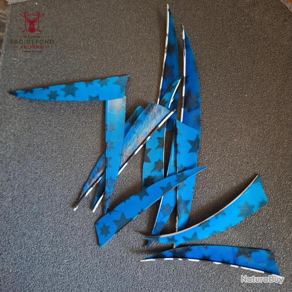Lot 12 plumes 4" shield bleues �toil�es d'occasion