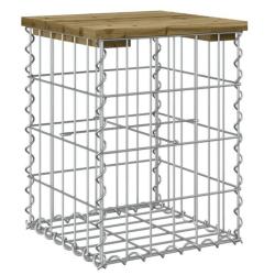 Banc jardin gabion bois pin impr&eacute;gn&eacute; 33x31x42 cm compact robuste
