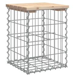 Banc jardin gabion bois pin massif 33x31x42 cm compact robuste