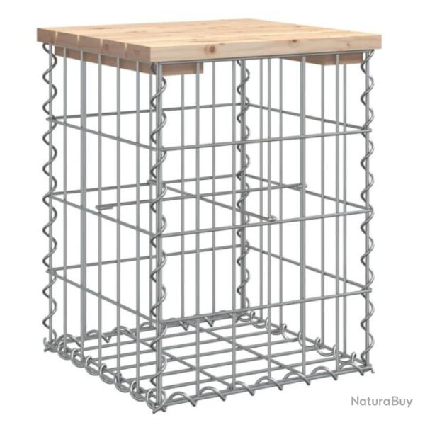 Banc jardin gabion bois pin massif 33x31x42 cm compact robuste