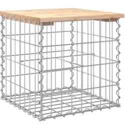 Banc jardin gabion bois pin massif 43x44x42 cm compact robuste