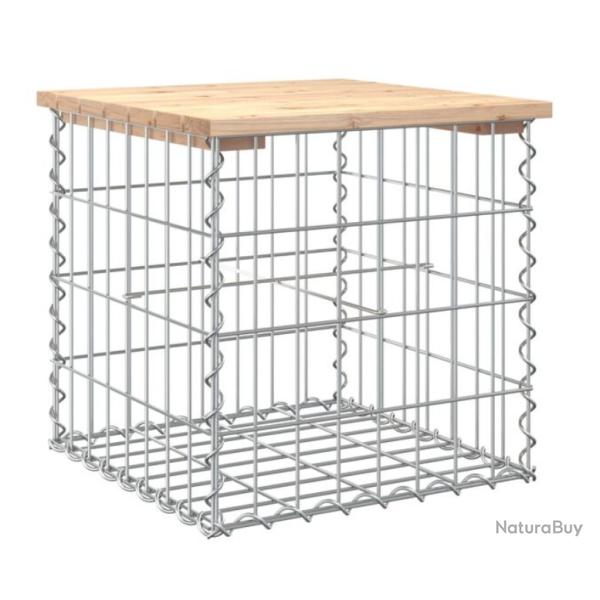 Banc jardin gabion bois pin massif 43x44x42 cm compact robuste