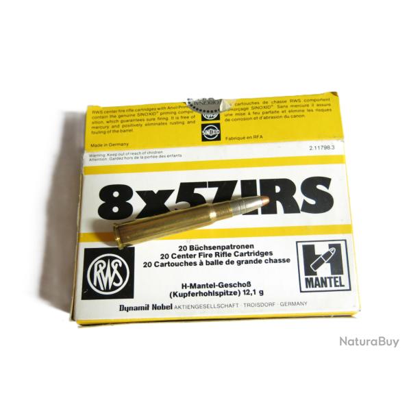 Boite de 20 cartouches Mauser 8 x 57 JRS RWS