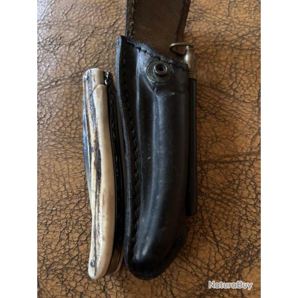 Tr�s beau laguiole d artisan plein manche bois de cerf epais