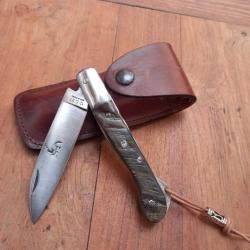 Joli Couteau R&eacute;gional L AURILLAC GRAOULLY  Manche en Corne d Antilope avec &Eacute;tui en cuir