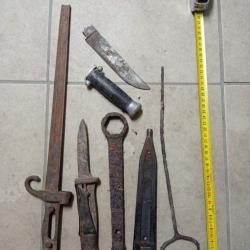 Lot baionnettes couteaux allemand fran&ccedil;ais WW1 WW2