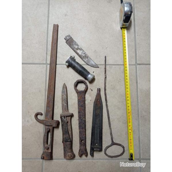 Lot baionnettes couteaux allemand fran�ais WW1 WW2