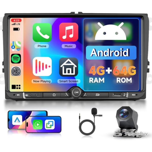 Autoradio Android 4G+64GB pour VW Seat Altea Toledo Leon Skoda Fabia Passat Radio CarPlay Android Au