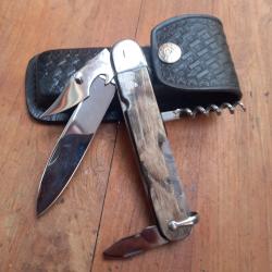 Solide Couteau BOULEDOGUE Chasseur BARGEON Inox 4 Pi&eacute;ces Manche en R&eacute;sine avec  &Eacute;tui