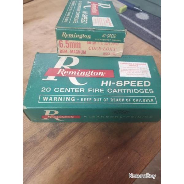 20 Munitions 6.5 mm Remington 100 Gr.PTD. SOFT POINT HI-SPEED colection