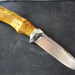 COUTEAU CHASSE ORIGINAL BOWIE  " HP INOX FRANCE "  ACACIA + ETUI CEINTURE CUIR ETAT VITRINE