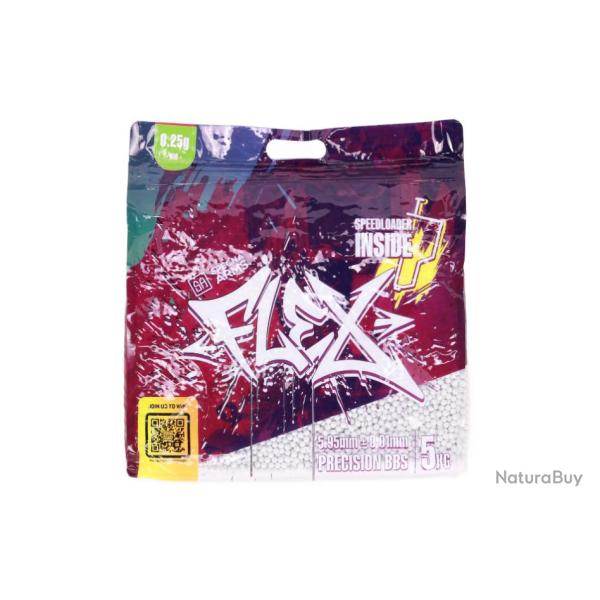 BILLES BIO 0.25G FLEX PRECISION EN SACHET DE 5KG AVEC SPEED LOADER