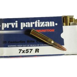 7 x 57 R boite de 20 cartouches Partizan calibre 7 x 57 R Cat&eacute;gorie C