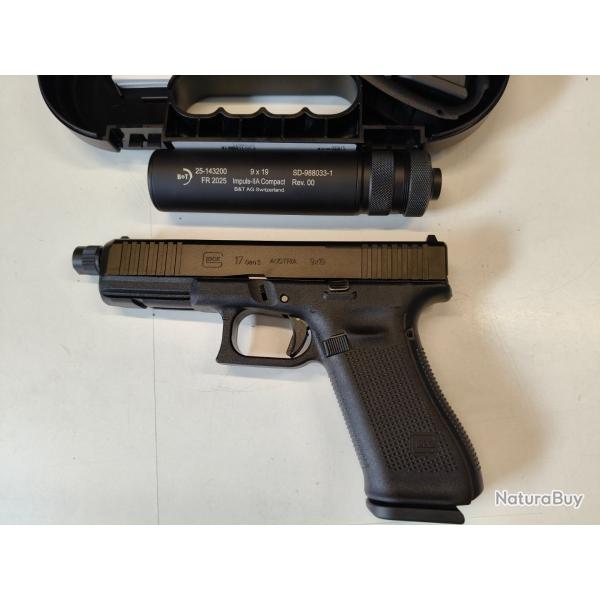 Pack Glock 17 gen5 MOS filet� + Mod�rateur son B&T impuls compact + crosse B&T USW-17