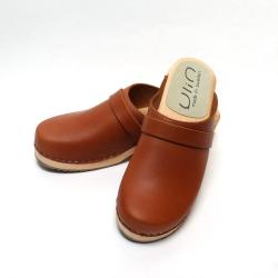 Sabots femme et homme en bois et cuir pour pieds fins 45  cuir auburn veg