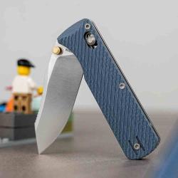 Couteau Pliant Vosteed Vombat Lame Acier 14C28N Manche G10 Bleu Crossbar Lock VOSA4112