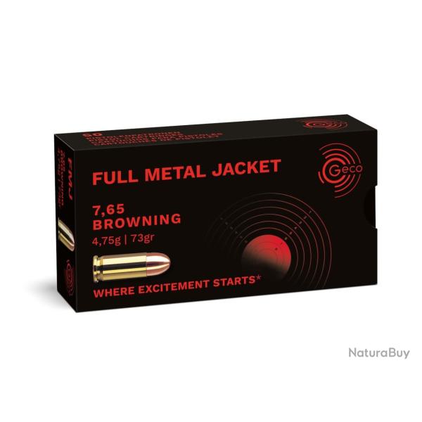 1000 Cartouche Geco Cal.7.65 Browning FMJ 73 Grs