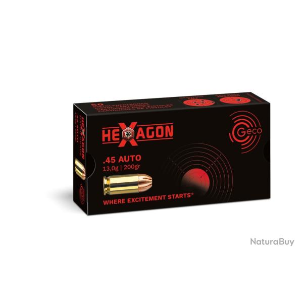 500 Cartouches Geco Cal.45ACP Hexagon 200Grs