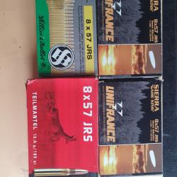 Cartouches calibre 8 x 57 JRS Sellier et Bellot, GECO et Unifrance