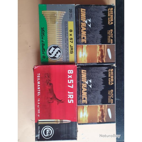 Cartouches calibre 8 x 57 JRS Sellier et Bellot, GECO et Unifrance