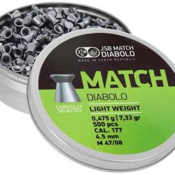 500 plombs Match Light Weight 4.49 mm 7.33 grains JSB