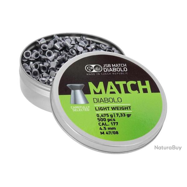 500 plombs Match Light Weight 4.49 mm 7.33 grains JSB