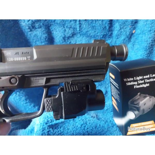 Lampe tactique 1200Lm + laser vert (SANS ARME)
