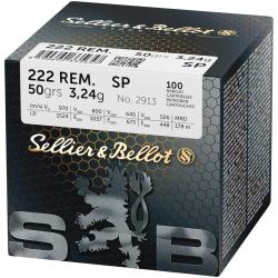 Pack 400 cartouches .222 Rem. SP Sellier & Bellot 3,2g/50grs. - Livraison gratuite