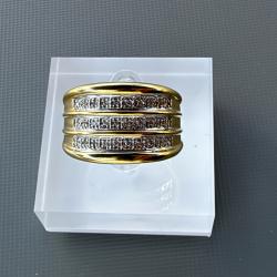 Bague bandeau bourgeoise - or jaune 18 carats et diamants - taille 58