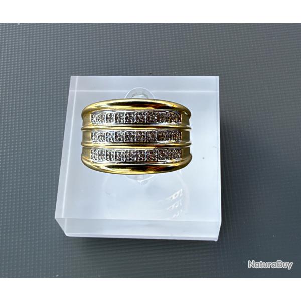 Bague bandeau bourgeoise - or jaune 18 carats et diamants - taille 58