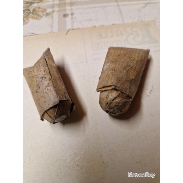 Deux cartouches papiers d'�poque 1863 "Balle Mini�"