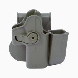 Holster LV2 + Porte-Chargeur Glock 17/19/22/23/28/31/32/36 Vert Olive Droitier