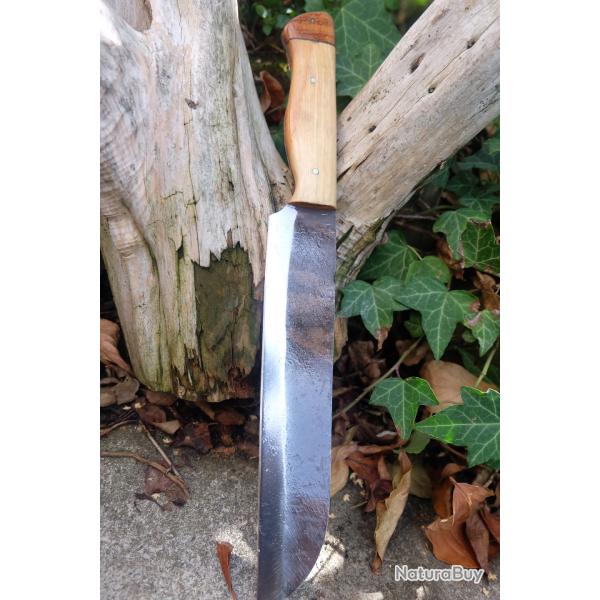 Couteau de Cuisine Style Japonais Santoku Lame Acier Carbone 1075 Manche Bois Fabrication Artisanale