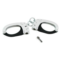 Menottes r&eacute;glementaires Double S&eacute;curit&eacute; - Cl&eacute; / Bouton poussoir