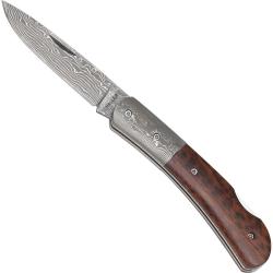 Couteau Haller Damascus Steel manche en bois de serpent