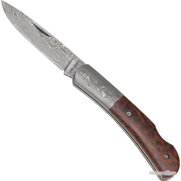 Couteau Haller Damascus Steel manche en bois de serpent