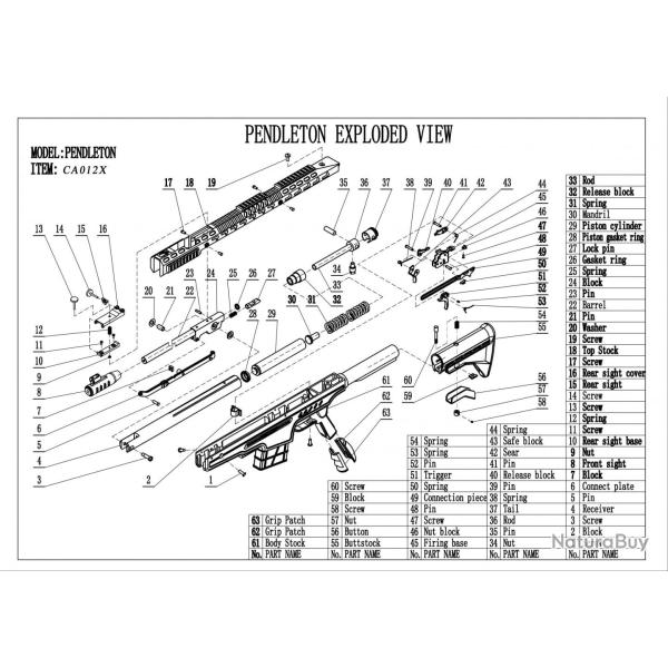 Pi�ces d�tach�es pour carabine � air PENDLETON - SCREW N�1